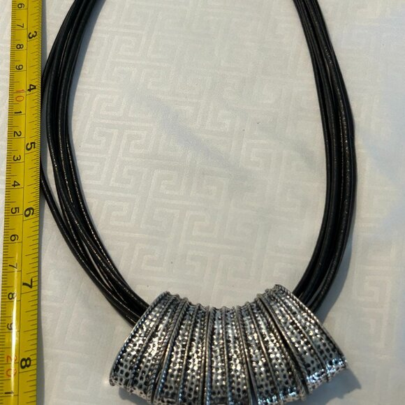 Silver Multi leather Necklace, with Silver - Picture 4 of 8